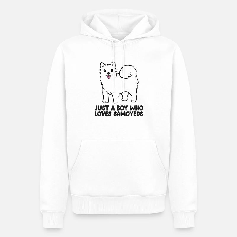 Samojeden-Hundehalter Nur ein Junge, der - Männer Premium Bio Hoodie - Weiß
