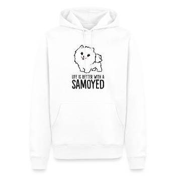 Life Is Better With A Samoyed - Men’s Premium Organic Hoodie - white - Front - Nico (187cm)