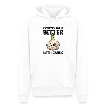 Knoblauchliebhaber Alles ist besser mit Knoblauch - Männer Premium Bio Hoodie - Weiß - Vorne - Nico (187cm)