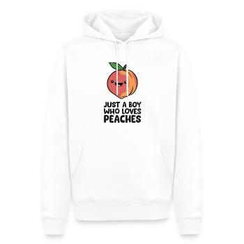 Nur ein Junge, der Pfirsiche liebt - Männer Premium Bio Hoodie - Weiß - Vorne - Nico (187cm)