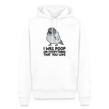 Ich werde auf alles kacken Lustige Taube - Männer Premium Bio Hoodie - Weiß - Vorne - Nico (187cm)