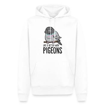 Das Leben ist besser mit Tauben - Männer Premium Bio Hoodie - Weiß - Vorne - Nico (187cm)