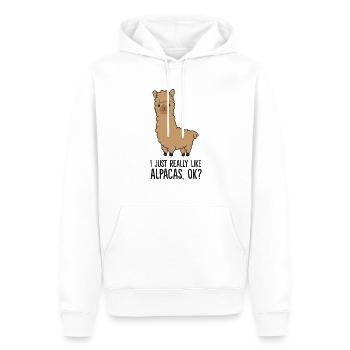 Ich mag Alpakas einfach sehr, okay? Lustiges Lama - Männer Premium Bio Hoodie - Weiß - Vorne - Nico (187cm)