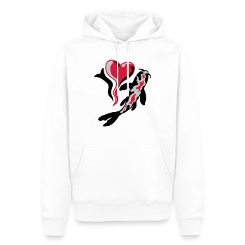 J’adore le poisson Koi - Sweat à capuche Premium bio Homme - blanc - Devant - Nico (187cm)