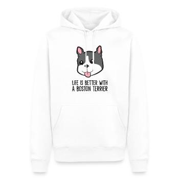 Boston Terrier Haustier Das Leben ist besser mit - Männer Premium Bio Hoodie - Weiß - Vorne - Nico (187cm)