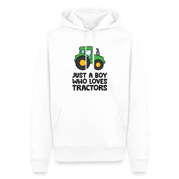 Juste un garçon qui aime les tracteurs - Sweat à capuche Premium bio Homme - blanc - Devant - Nico (187cm)