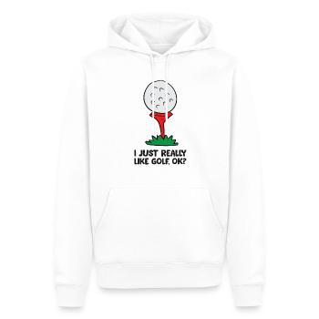 Ich mag Golf einfach sehr, okay? Lustiges Golf - Männer Premium Bio Hoodie - Weiß - Vorne - Nico (187cm)