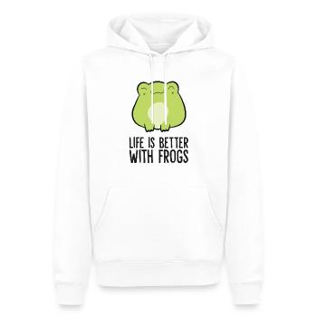 Amateurs de grenouilles La vie est meilleure avec les grenouilles - Sweat à capuche Premium bio Homme - blanc - Devant - Nico (187cm)
