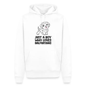 Chien dalmatien Juste un garçon qui aime les dalmatiens - Sweat à capuche Premium bio Homme - blanc - Devant - Nico (187cm)