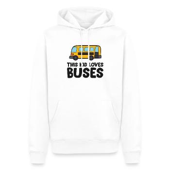Cet enfant adore les bus - Sweat à capuche Premium bio Homme - blanc - Devant - Nico (187cm)