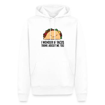 Ich frage mich, ob Tacos auch an mich denken - Männer Premium Bio Hoodie - Weiß - Vorne - Nico (187cm)