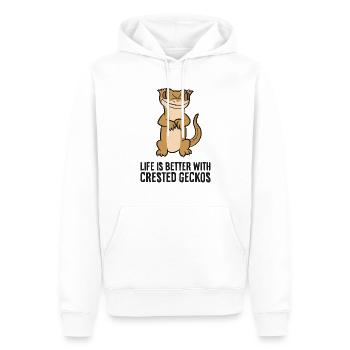 Crested Gecko Pet Life ist besser mit Crested - Männer Premium Bio Hoodie - Weiß - Vorne - Nico (187cm)