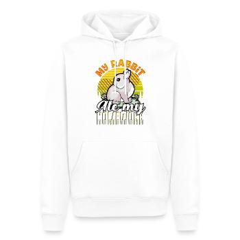 Cadeau sarcastique Mon lapin a mangé mon école de devoirs - Sweat à capuche Premium bio Homme - blanc - Devant - Nico (187cm)