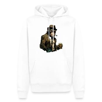 Cooler Gangster Schimpanse mit Bier - Männer Premium Bio Hoodie - Weiß - Vorne - Nico (187cm)