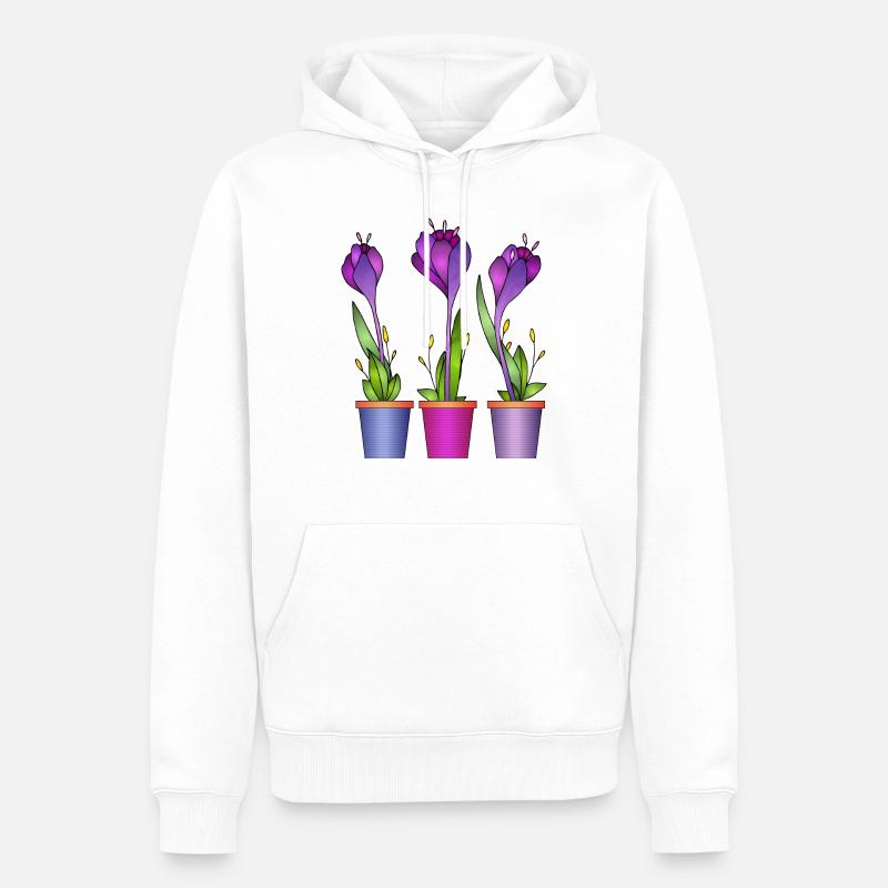Fleur - Sweat à capuche Premium bio Homme - blanc
