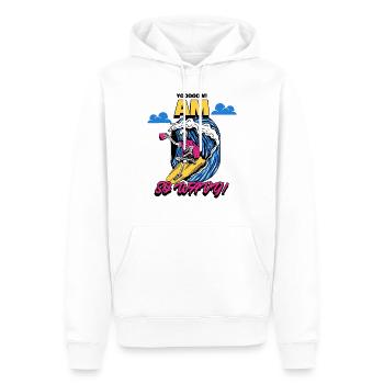 t shirt design a surfing skeleton drinking coffee - Men’s Premium Organic Hoodie - white - Front - Nico (187cm)
