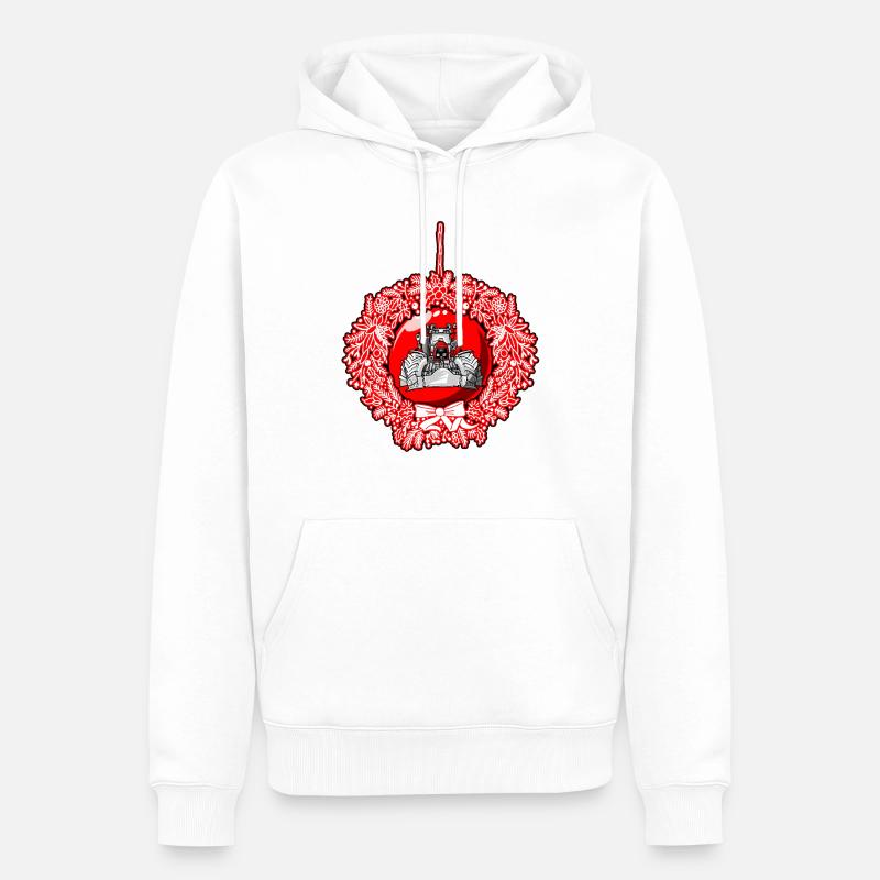 Weihnachtskranz Roter Traktor - Männer Premium Bio Hoodie - Weiß