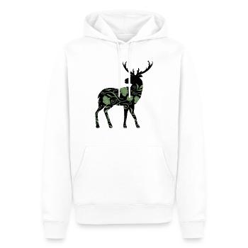 Hirsch - Männer Premium Bio Hoodie - Weiß - Vorne - Nico (187cm)