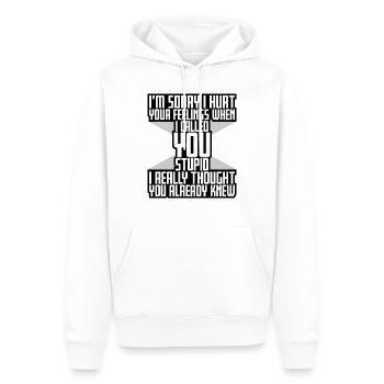 Es tut mir leid, dass ich deine Gefühle verletzt habe, ich habe dich dumm genannt - Männer Premium Bio Hoodie - Weiß - Vorne - Nico (187cm)