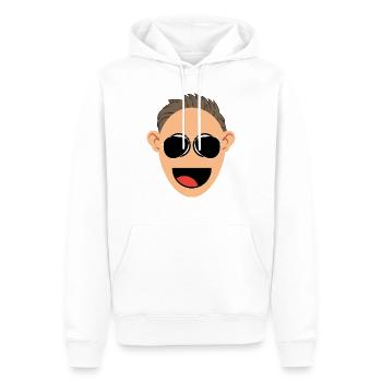 homme heureux avec des lunettes de soleil - Sweat à capuche Premium bio Homme - blanc - Devant - Nico (187cm)