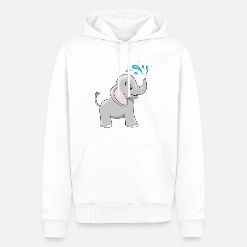 Mignon bébé éléphant se baignant - Sweat à capuche Premium bio Homme - blanc