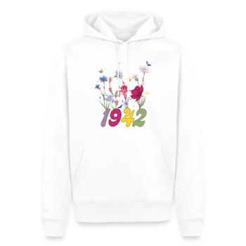 Année de naissance 1942 fleurs sauvages - Sweat à capuche Premium bio Homme - blanc - Devant - Nico (187cm)