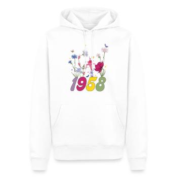 Geburtsjahr 1958 Wildblumen - Männer Premium Bio Hoodie - Weiß - Vorne - Nico (187cm)