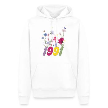 Geburtsjahr 1991 Wildblumen - Männer Premium Bio Hoodie - Weiß - Vorne - Nico (187cm)
