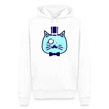 Sir Cat Gentleman Chapeau haut de forme Monocle Rich Gentleman - Sweat à capuche Premium bio Homme - blanc - Devant - Nico (187cm)