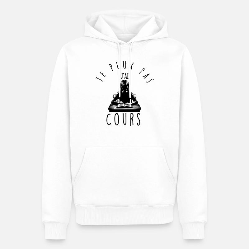 Je peux pas, j'ai cours. - Sweat à capuche Premium bio Homme - blanc