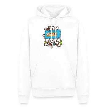 Bandsalat Kassette der 80er - Männer Premium Bio Hoodie - Weiß - Vorne - Nico (187cm)