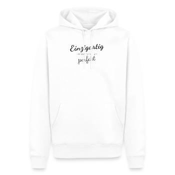 Einzigartig ist viel besser als perfekt - Männer Premium Bio Hoodie - Weiß - Vorne - Nico (187cm)