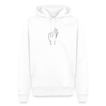 Signe de la main ok - Sweat à capuche Premium bio Homme - blanc - Devant - Nico (187cm)