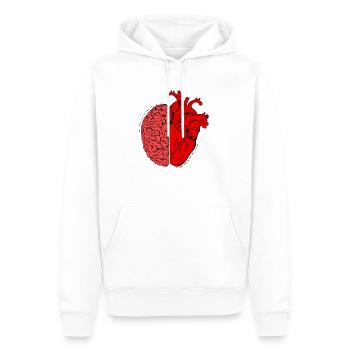 Mit dem Hirn Denkt man mit dem Herzen Fühlt man - Männer Premium Bio Hoodie - Weiß - Vorne - Nico (187cm)