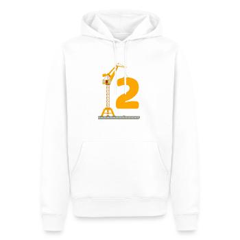 Camion de grue de pelle de chantier d'anniversaire de 2 deuxième anniversaire - Sweat à capuche Premium bio Homme - blanc - Devant - Nico (187cm)