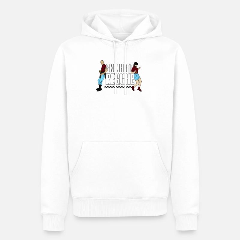 Skinhead Reggae design - AntiRacism cheval de Troie - Sweat à capuche Premium bio Homme - blanc