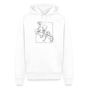 "Faces005" Oneline Premium Design Schwarz - Männer Premium Bio Hoodie - Weiß - Vorne - Nico (187cm)