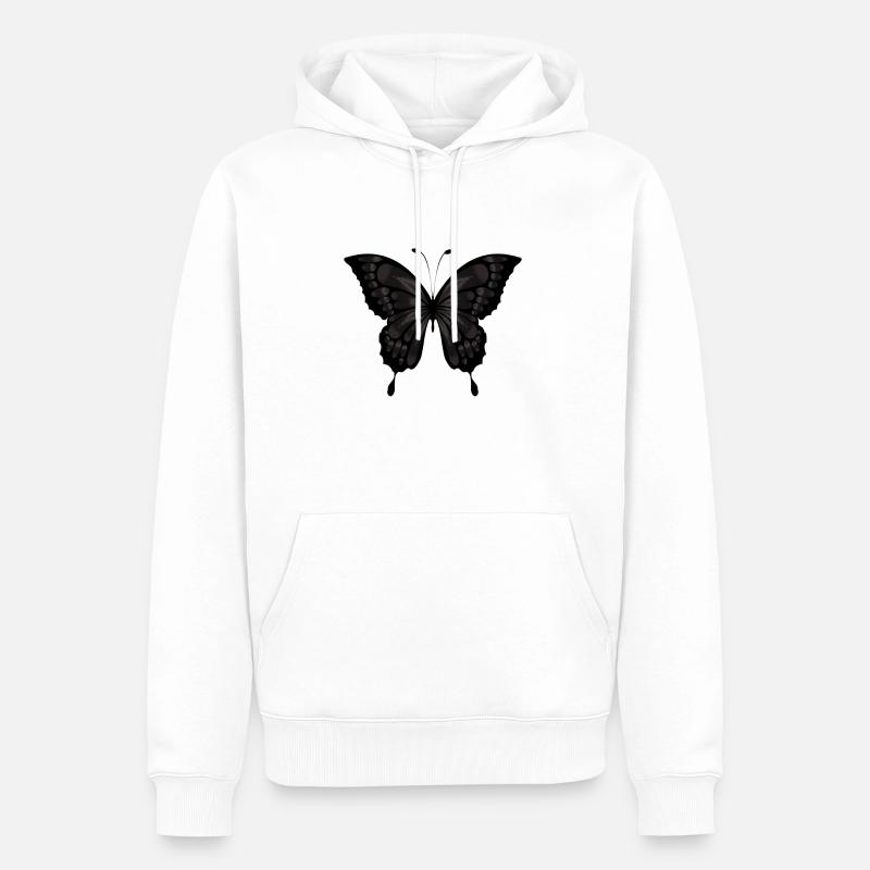 Schwarzer Schmetterling - Männer Premium Bio Hoodie - Weiß