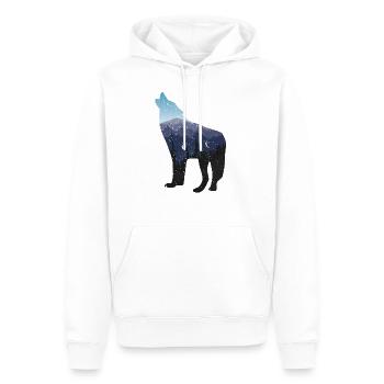 Lone Wolf Survives The Mountain Silhouette Art - Männer Premium Bio Hoodie - Weiß - Vorne - Nico (187cm)