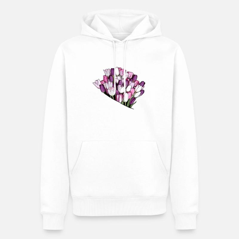 Beau bouquet d'amour pour l'éternité - Sweat à capuche Premium bio Homme - blanc