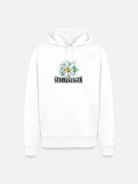 Gebirgsjäger Blume Distel Logo - Männer Premium Bio Hoodie - Weiß