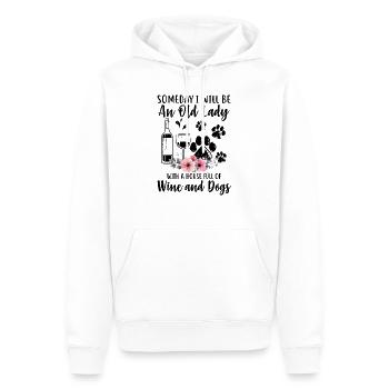 Vieille dame avec une maison pleine de vin et de chiens - Sweat à capuche Premium bio Homme - blanc - Devant - Nico (187cm)