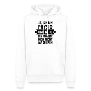 Physio Massieren - Men’s Premium Organic Hoodie - white - Front - Nico (187cm)