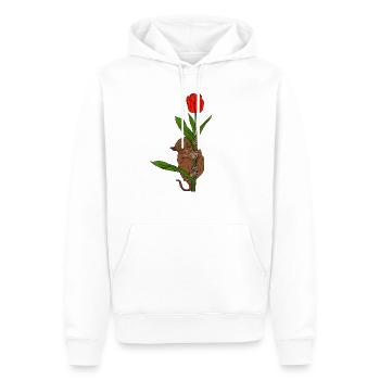 Süßes Äffchen hält sich an Blume fest Koboldmaki - Männer Premium Bio Hoodie - Weiß - Vorne - Nico (187cm)