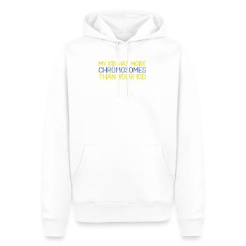 My Kid Has More Chromosomes | down syndrom - Men’s Premium Organic Hoodie - white - Front - Nico (187cm)