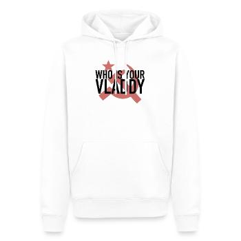 Qui est ton Vladdy? Déclaration politique Russie USA - Sweat à capuche Premium bio Homme - blanc - Devant - Nico (187cm)