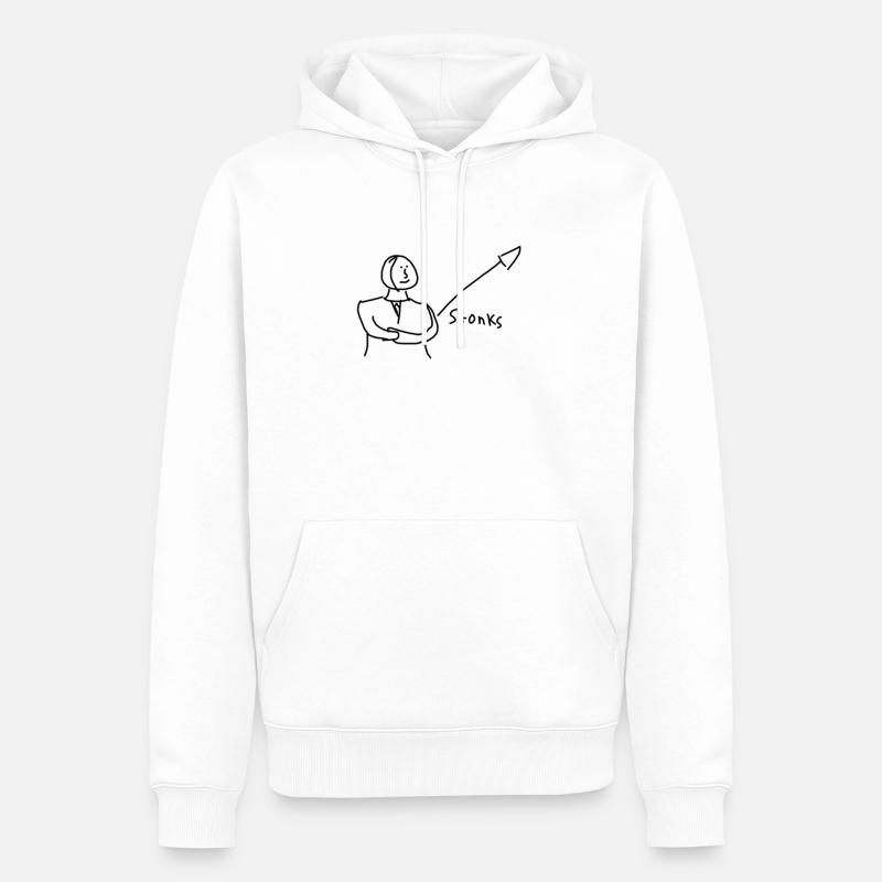 stonks meme (version paint) - Sweat à capuche Premium bio Homme - blanc