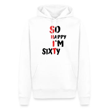 so happy at sixty - Men’s Premium Organic Hoodie - white - Front - Nico (187cm)