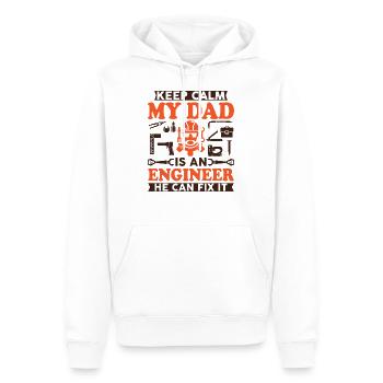 Gardez votre calme mon père est un ingénieur qu'il peut réparer - Sweat à capuche Premium bio Homme - blanc - Devant - Nico (187cm)