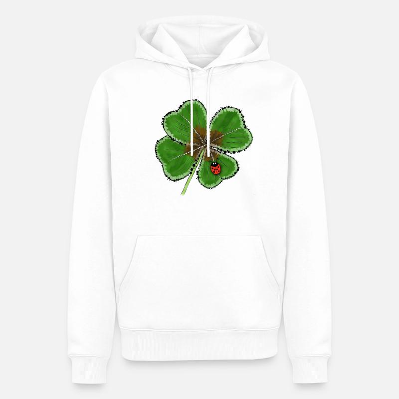 Glücksklee mit Glückskäfer - Männer Premium Bio Hoodie - Weiß